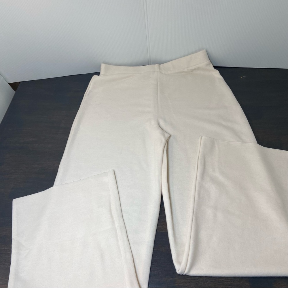 Double Zero Cream Wide Leg Lounge Pants High Rise Pull On Size Large